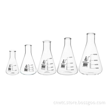 High Borosilicate Glass Flask Volumes: 100ml, 250ml, 500ml, 1000ml, 3000ml